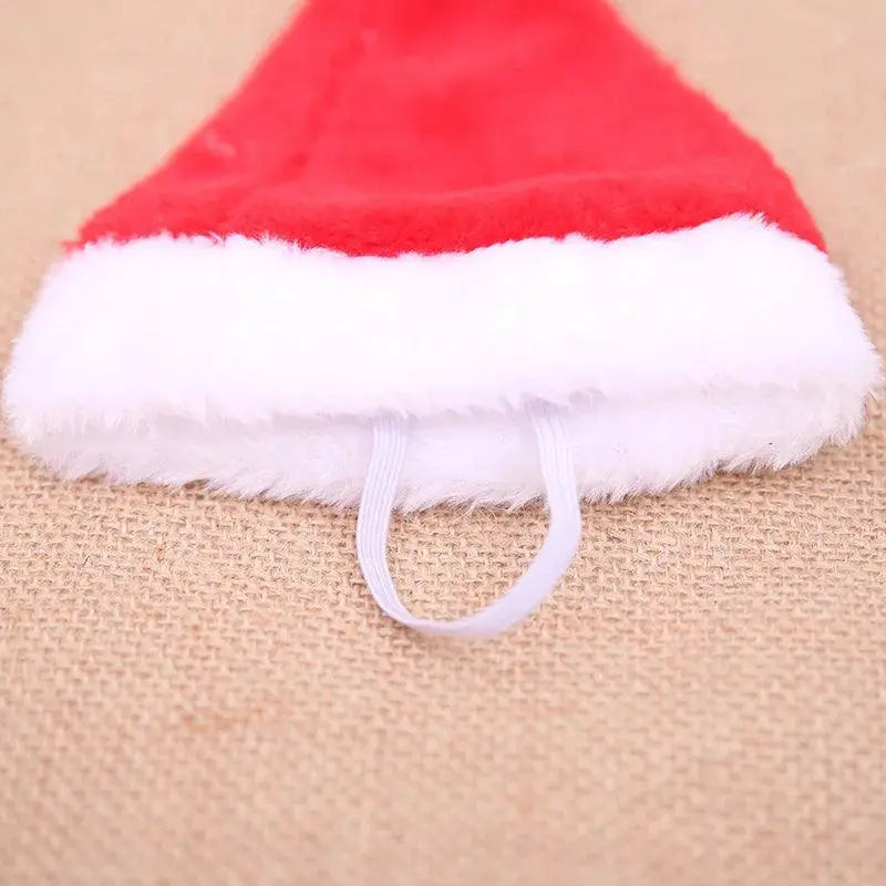 Festive Plush Santa Hat for Pets Adorable Holiday Cap