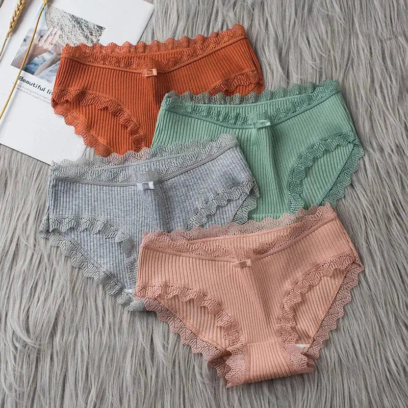 Soft Cotton Lace Panties Set Comfortable Lingerie Trio