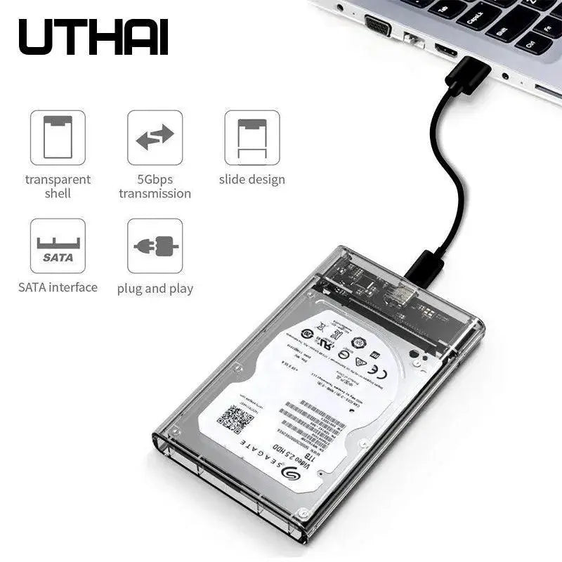 UTHAI Transparent Portable HDD Enclosure For Data Transfer