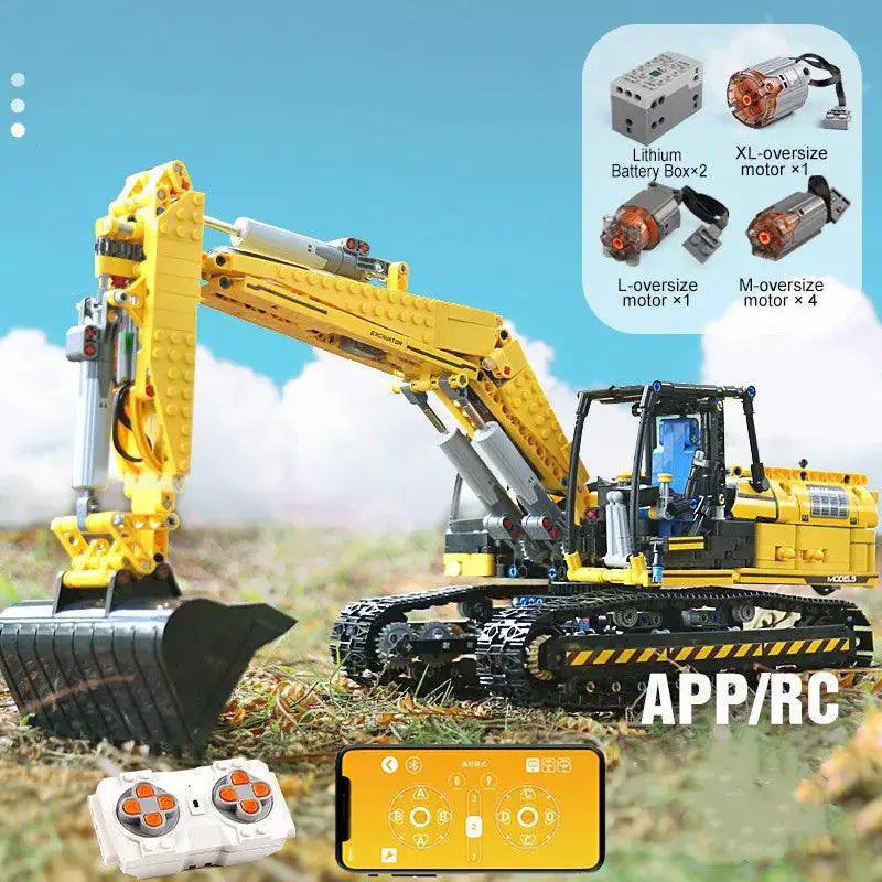 Motorized Excavator Building Kit For Kids Remote Control Fun