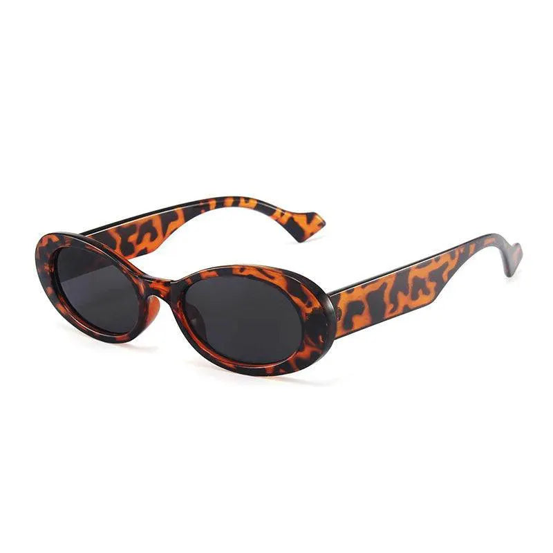 Unisex Vintage Leopard Oval Sunglasses UV400 Protection