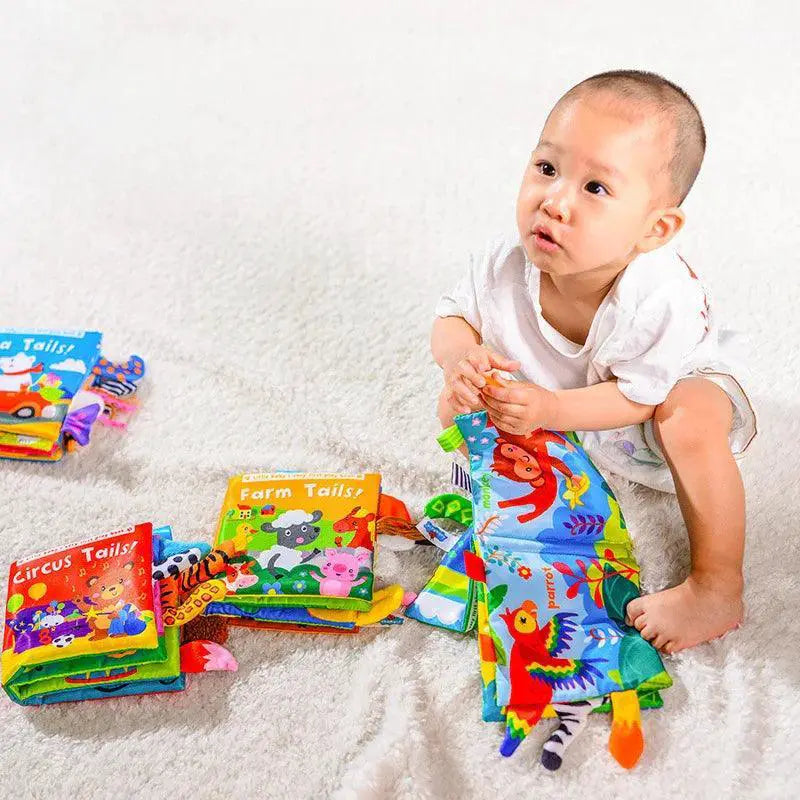 Baby Cloth Book Interactive Educational Animal Tail Toy