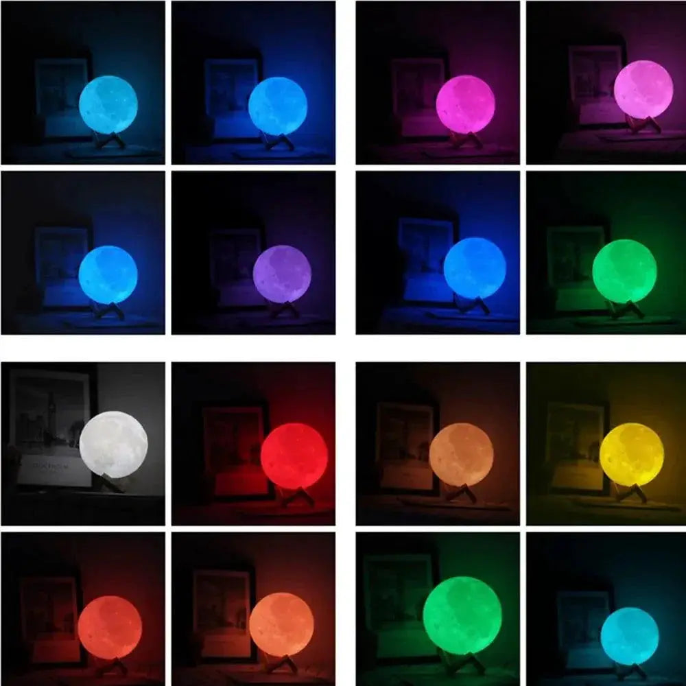 Rechargeable 3D Printed Moon Lamp LED Night Light Colors