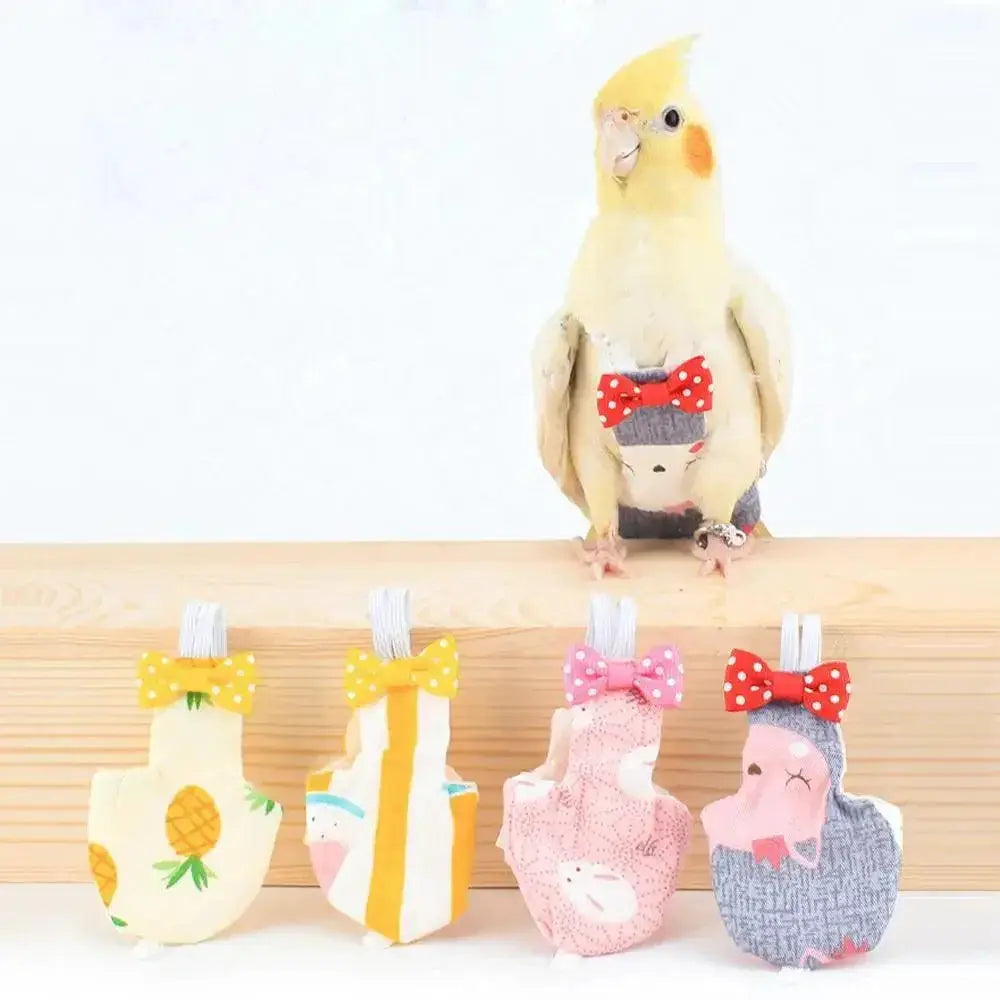 Parrot Diaper With Bowtie Colorful Fruit Floral Flight Suit
