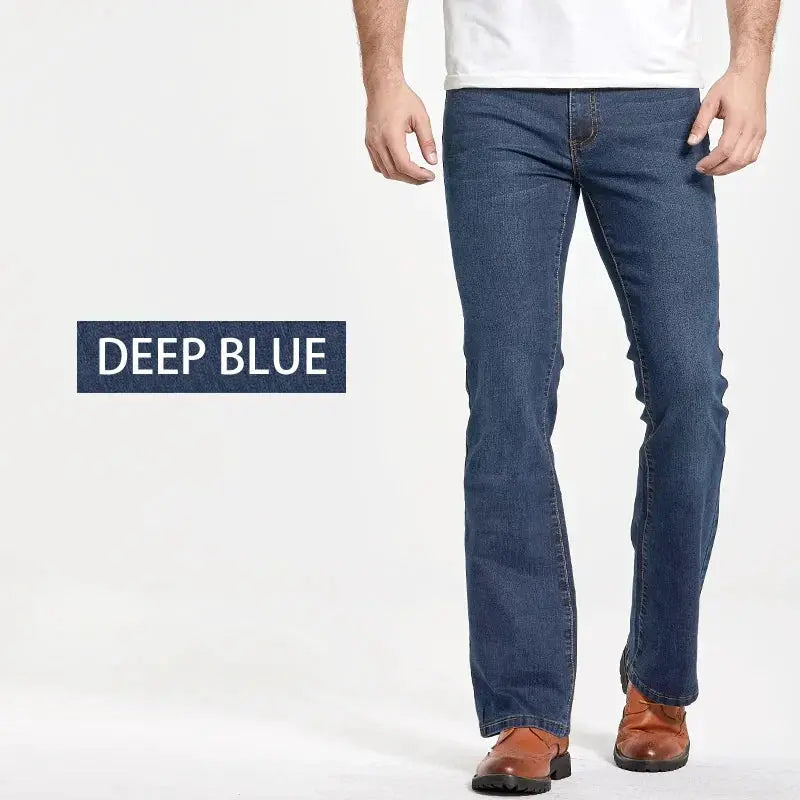 Mens Boot Cut Jeans Slim Fit Denim Pants Slightly Flared