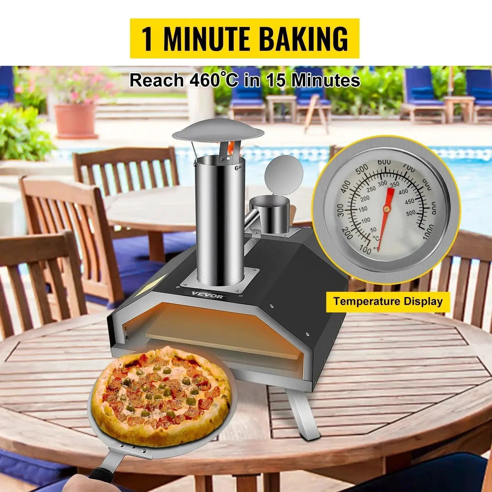 VEVOR Portable Pizza Oven With Premium Insulation Outdoors