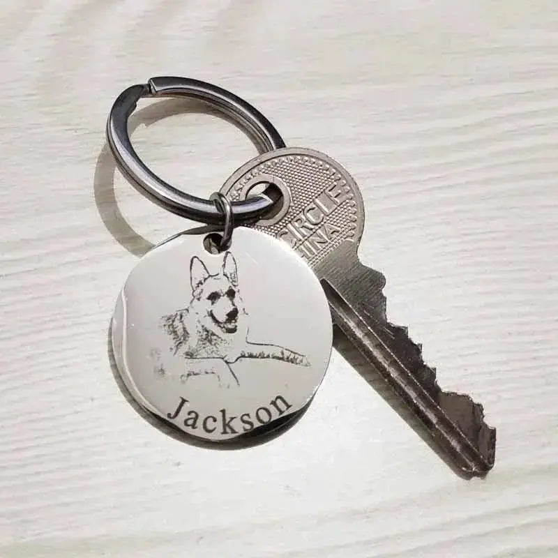 Personalized Stainless Steel Pet Photo Necklace and Keychain