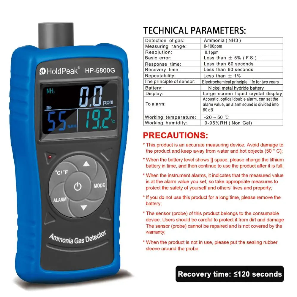 HOLDPEAK Ammonia Gas Detector Tester Monitor,Particle Detector — product view 5