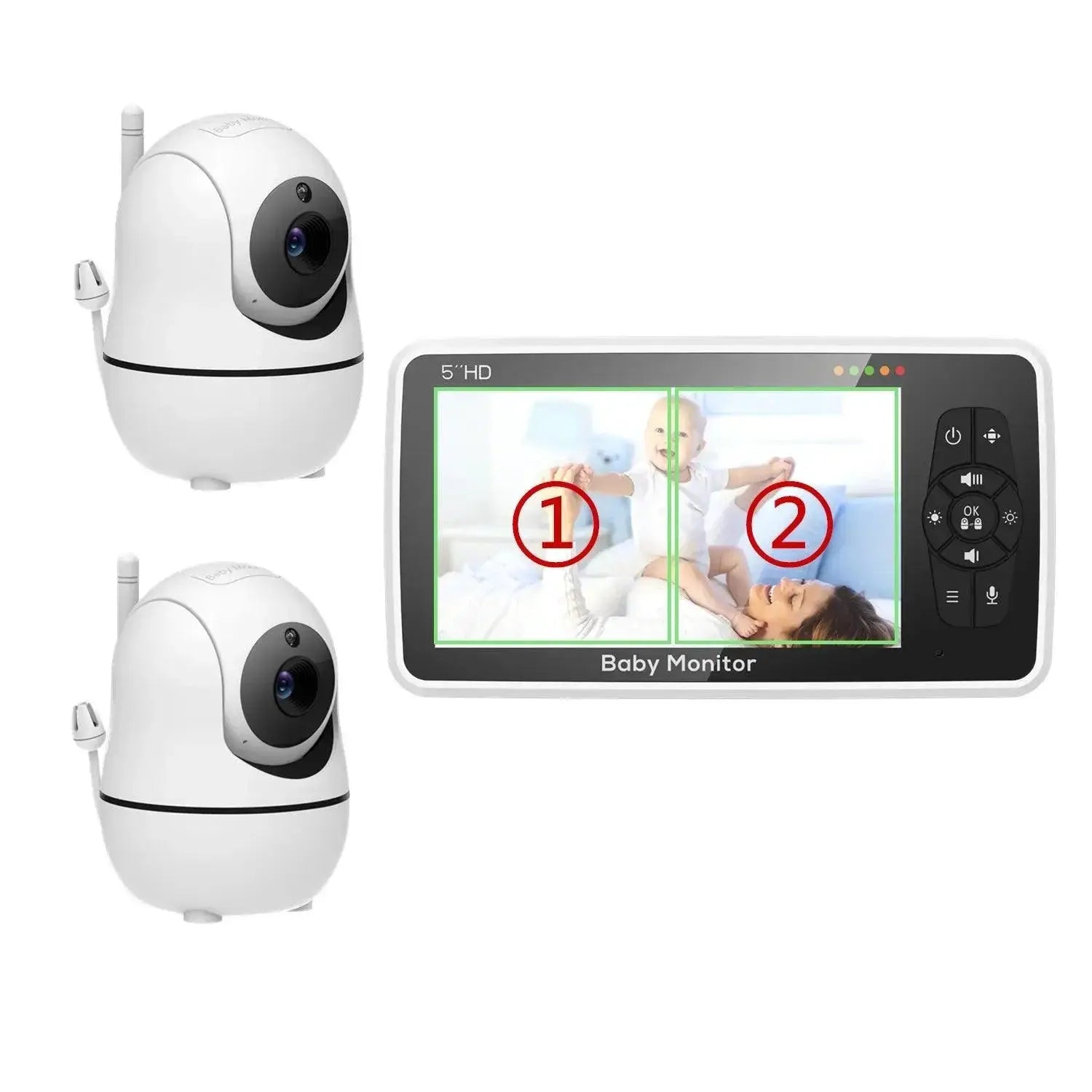 5 Inch HD Video Baby Monitor With Dual Cameras And Lullabies