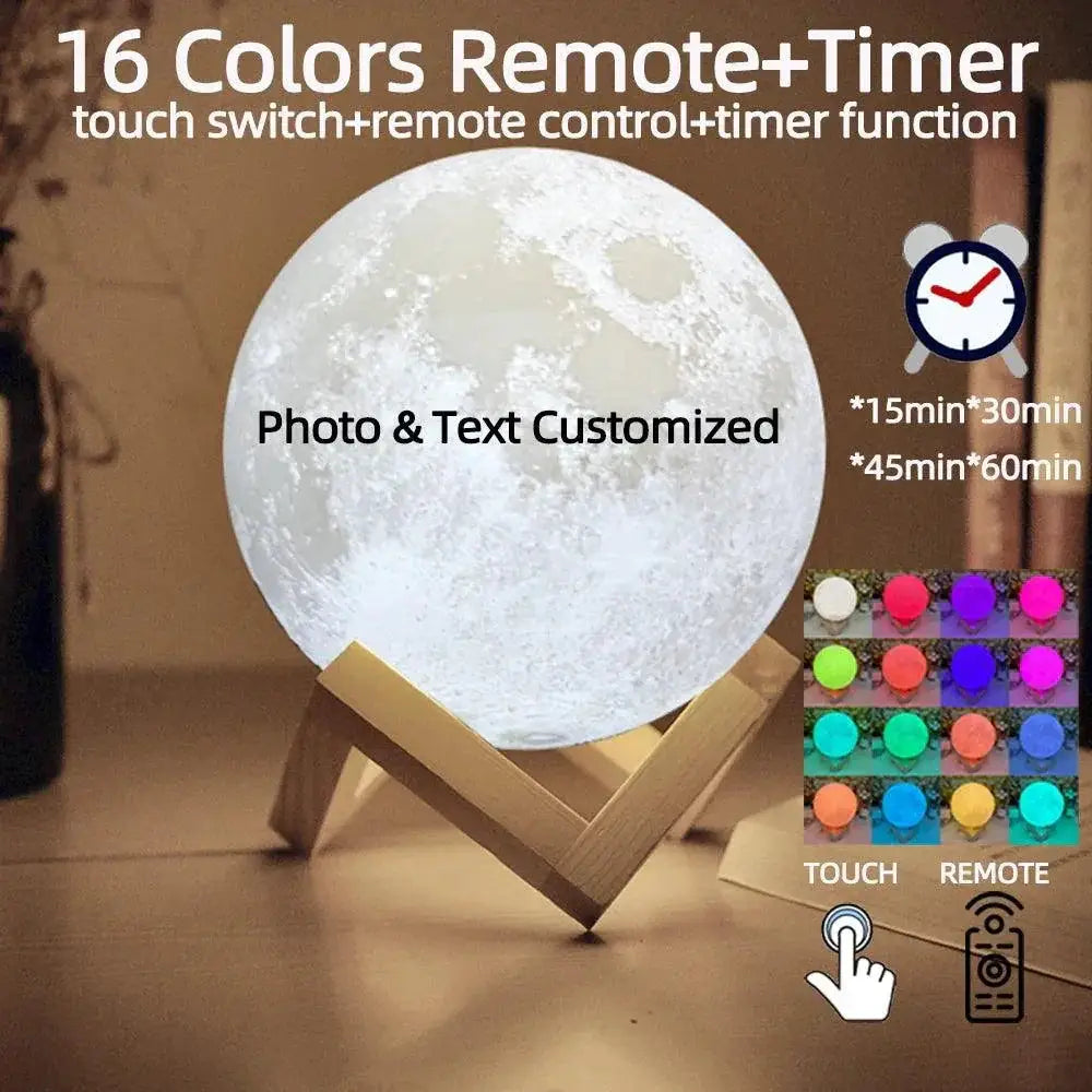 Personalized 3D Printed Moon Lamp With Photo Night Light