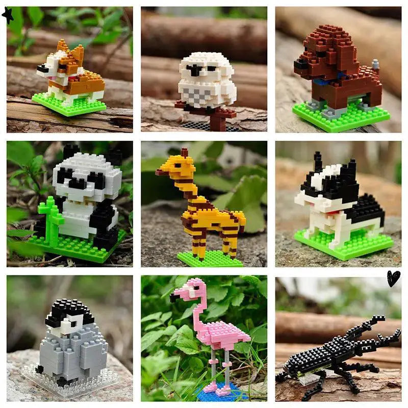 Kids Mini Building Blocks Animals 3D Model Educational Bag