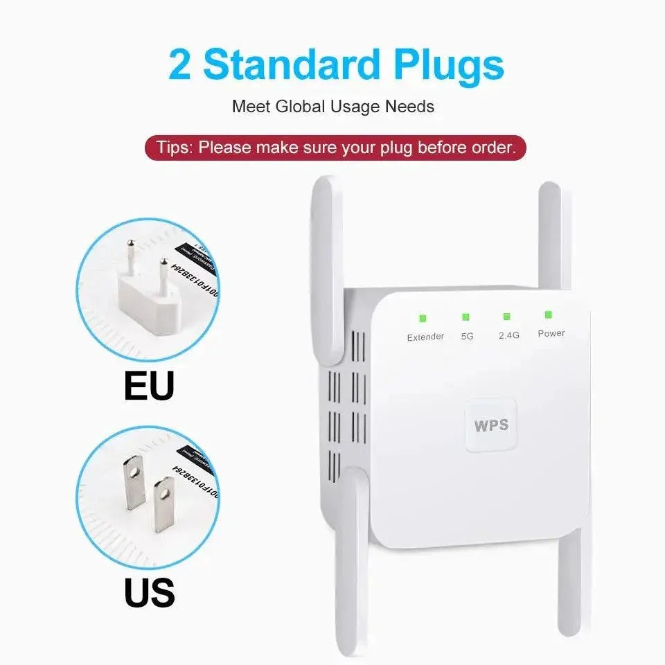 WiFi Range Extender Fast 1200Mbps Network Boost Device