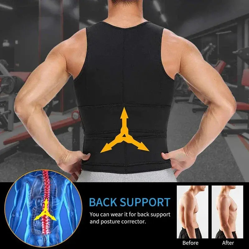 Mens Slimming Waist Trainer Vest Sauna Effect Shapewear