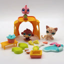 Vintage Pet Figurines Set Featuring Monkey Rabbit Cat Kitten