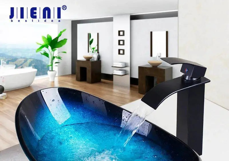 Tempered Glass Hand Painted Waterfall Spout Tap - OurLum.com