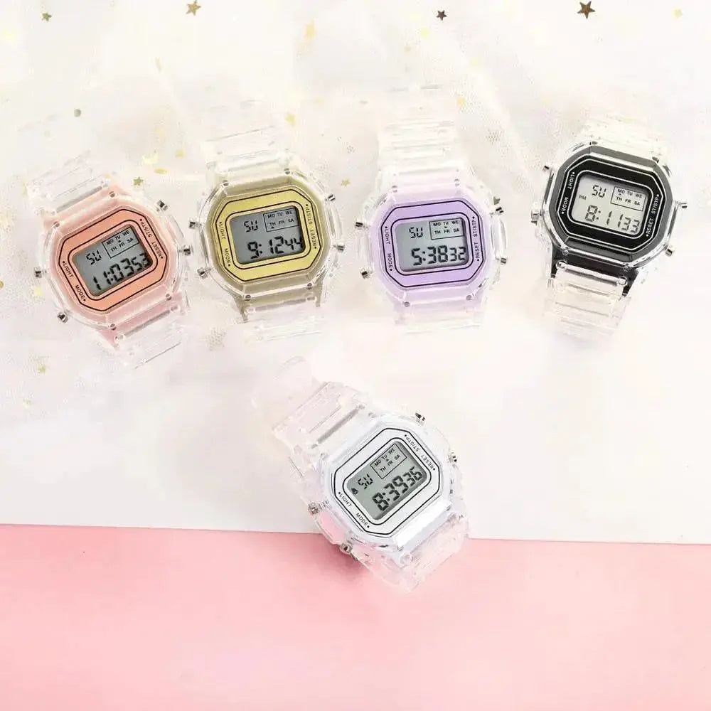 Gold Transparent Digital Sport Watch for Active Lifestyles