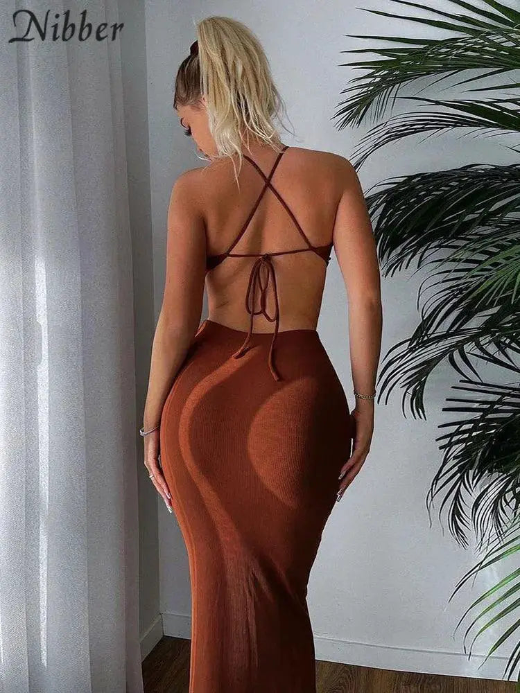 Halter Neck Knitted Dress Backless Fashion Statement Piece