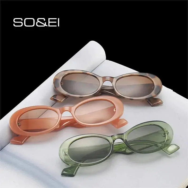 Unisex Vintage Leopard Oval Sunglasses UV400 Protection