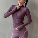 Long Sleeve Sports Jacket Women Zip Fitness Yoga Top