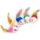 Colorful Feather Wand Cat Toy with Bell & Mouse Teaser