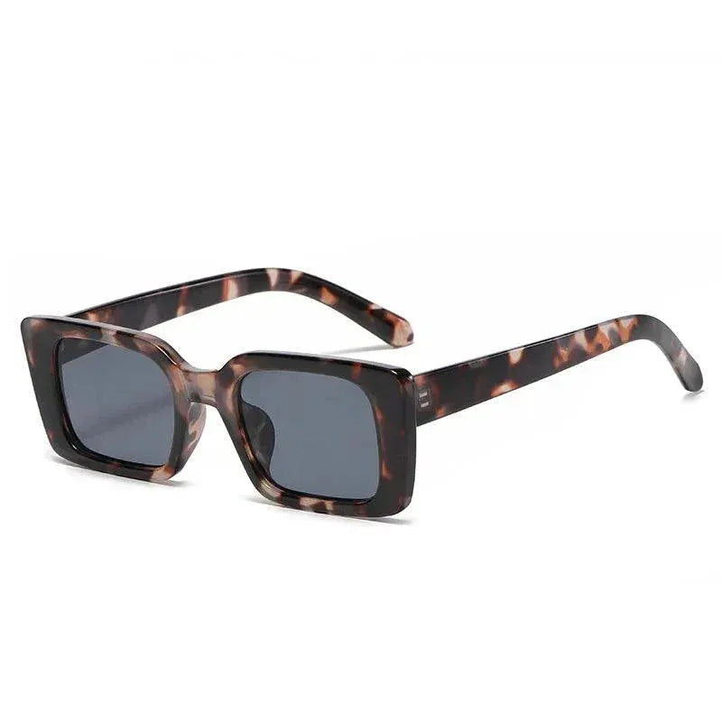 UV400 Retro Leopard Rectangle Sunglasses Unisex Fashion