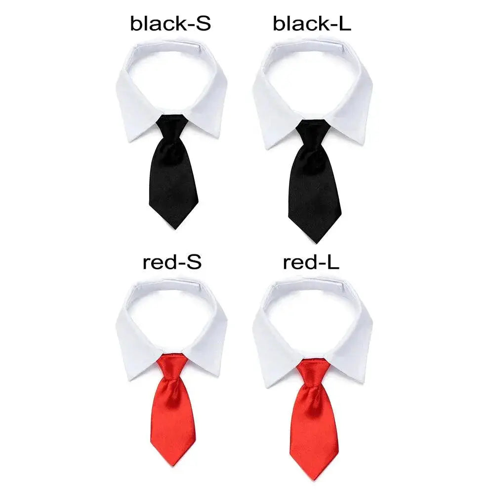 Adjustable Black Red Tuxedo Bow Tie Collar Set For Pets