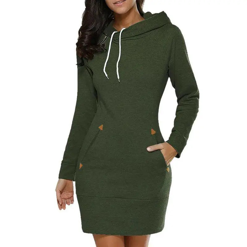Women's Hooded Sweatshirt Dress For Sporty Outings