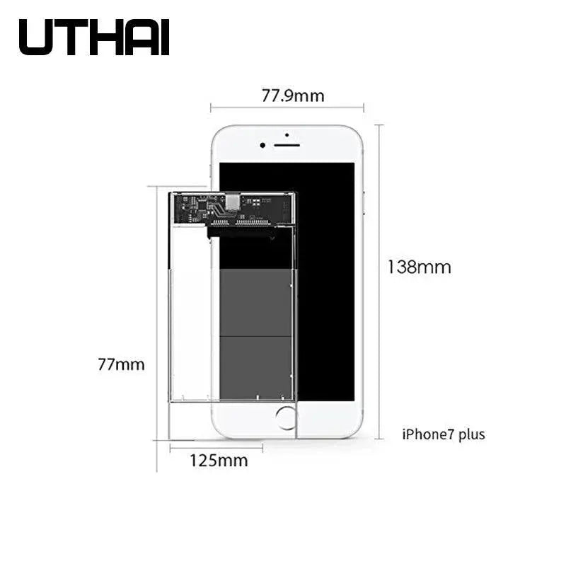 UTHAI Transparent Portable HDD Enclosure For Data Transfer