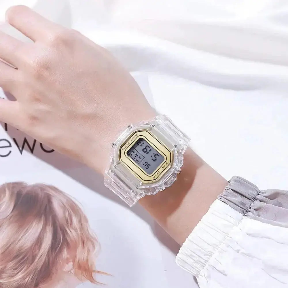 Gold Transparent Digital Sport Watch for Active Lifestyles