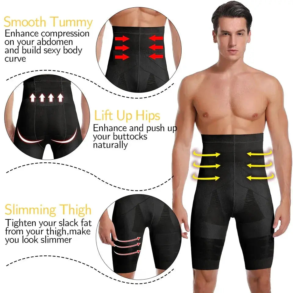 Mens Slimming Tummy Control Shapewear Shorts High Waist