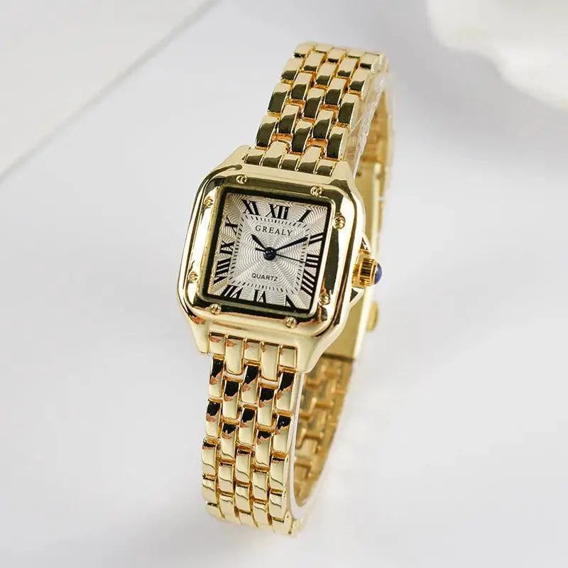 Elegant Square Steel Band Quartz Watch For Women Silver