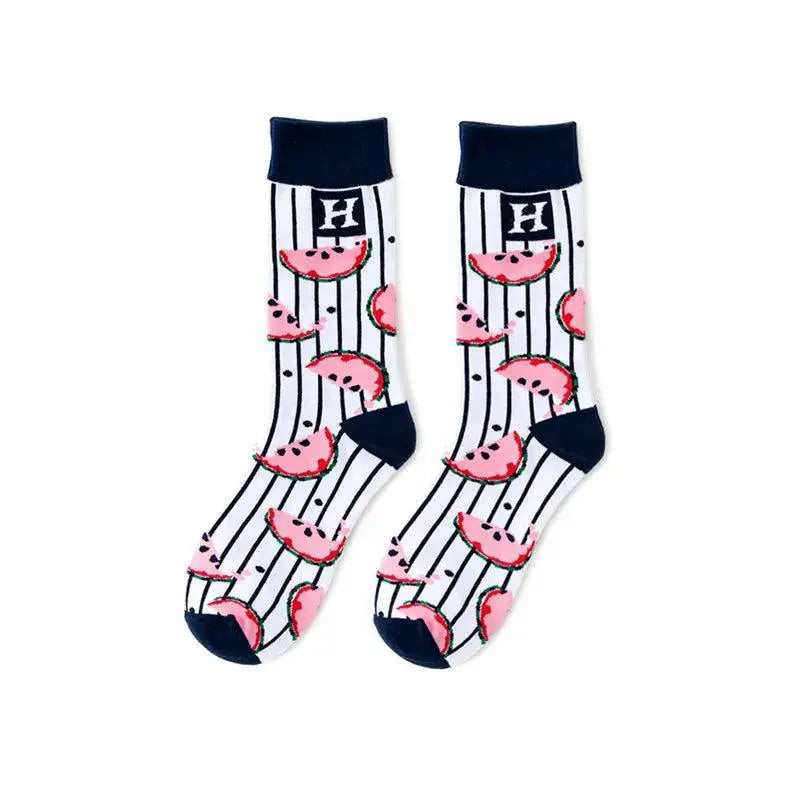 Playful Avocado And Sushi Animal Socks Happy Cotton Blend