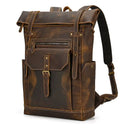 Cowhide Leather Backpack Anti Theft 20L
