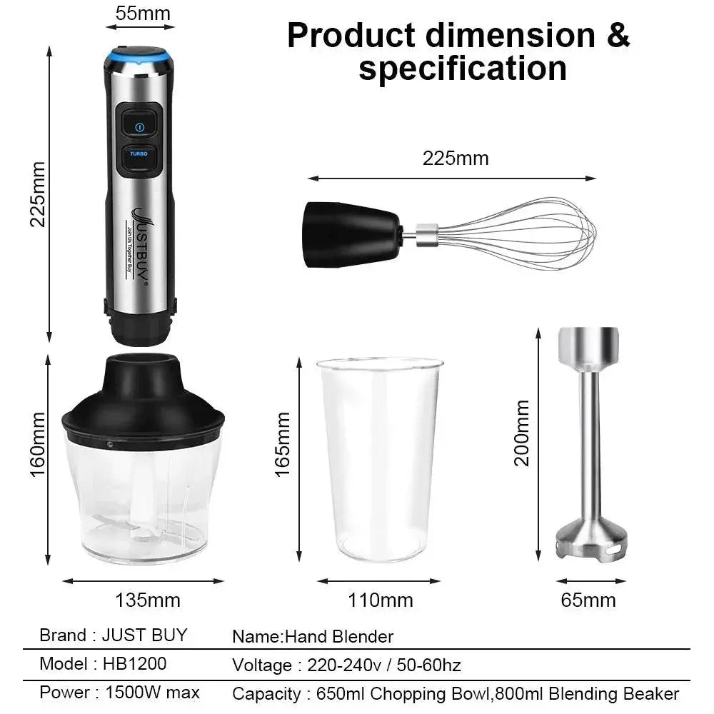 Led Factory Price 1500W 6 In 1 Electric Stick Blender
