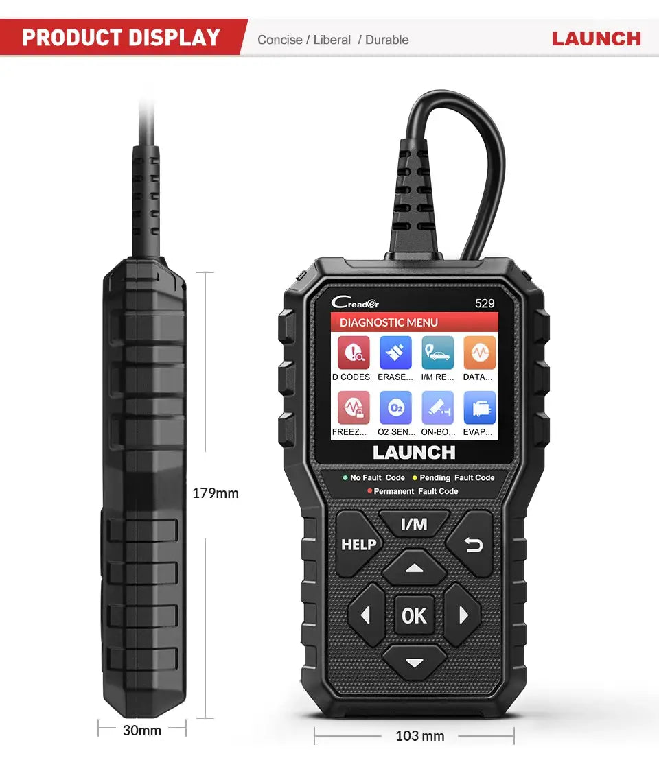 LAUNCH Creader 529 OBD2 Scanner Automotive Diagnostic Tool OBDII Code Reader Fault Code Read OBD Scan DIY Code Reader CR529
