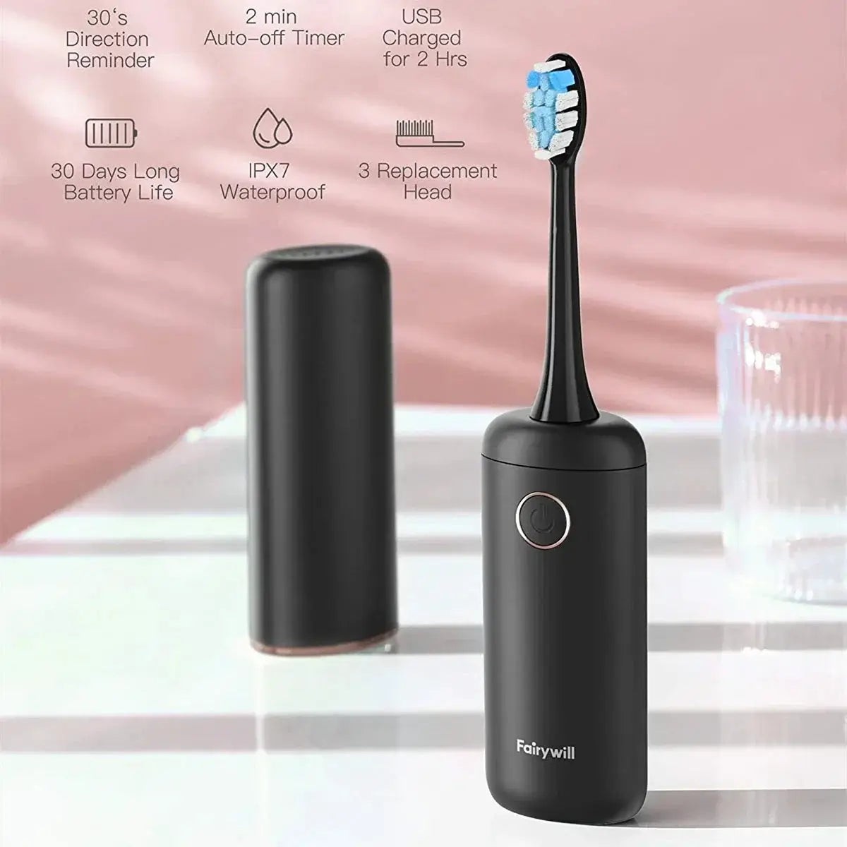 Fairywill Sonic Electric Toothbrush Smart Timer Waterproof