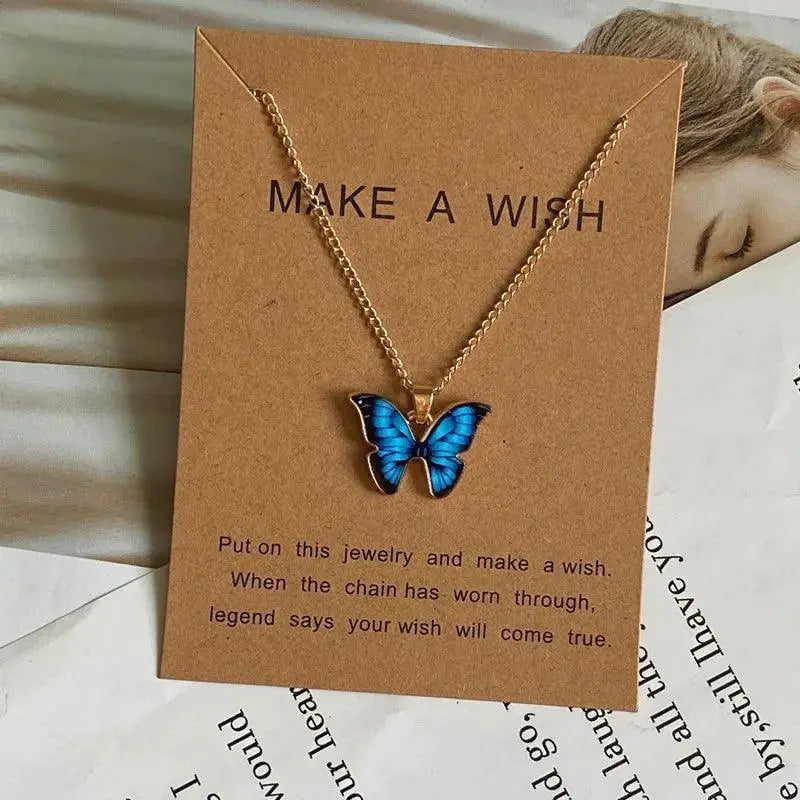 Butterfly Pendant Necklace Cute Colorful Jewelry For Women