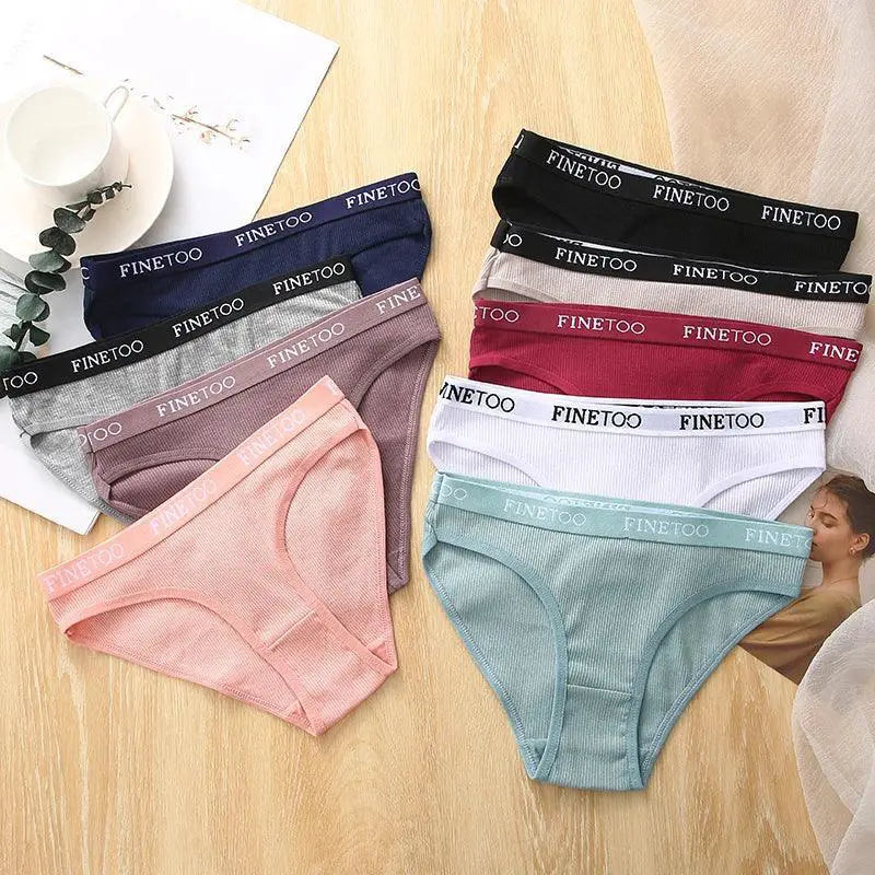 Five Pack Cotton Panties Set Stylish Low Waist Briefs Women