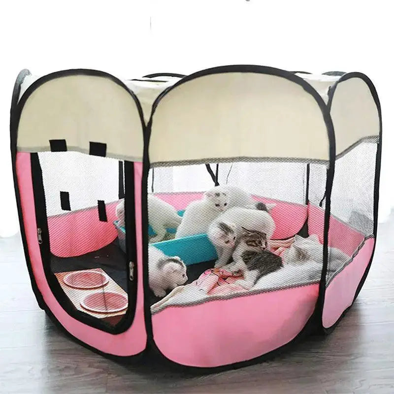 PetEase Portable Octagon Pet Playpen With Rolling Door