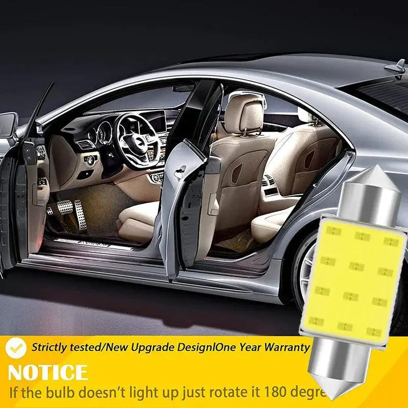 LED Car Interior Dome Lights Premium White COB Bulbs 7000K