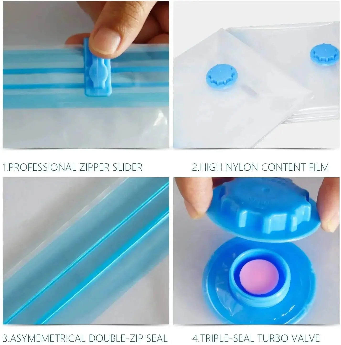 Four Pack Vacuum Storage Bags For Space Saving And Travel