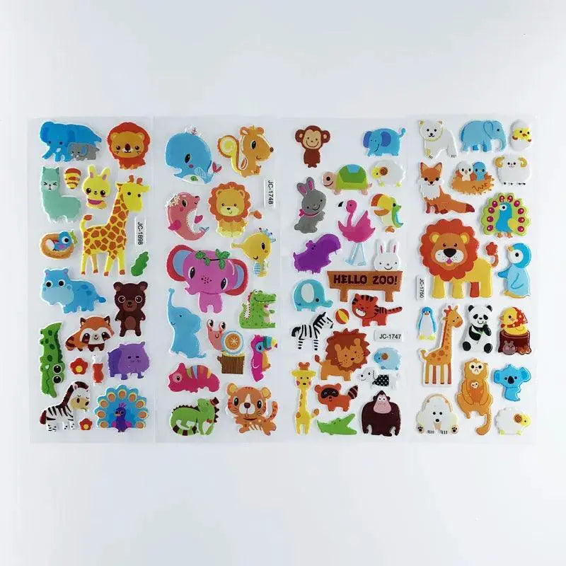 Cartoon Zoo Animals Sticker Set Waterproof Reusable Kids