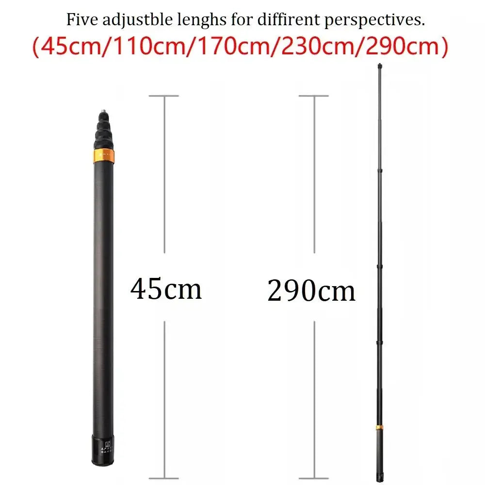 Carbon Fiber Invisible Selfie Stick For Insta360 X4 X3 RS