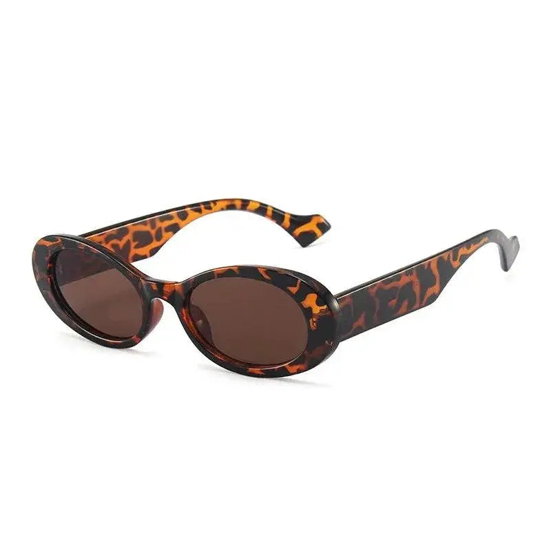 Unisex Vintage Leopard Oval Sunglasses UV400 Protection