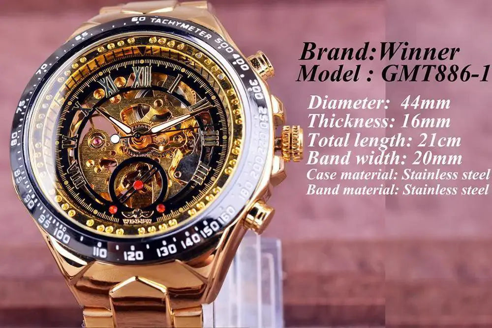 Luxury Skeleton Dial Sport Watch Self Winding Movement