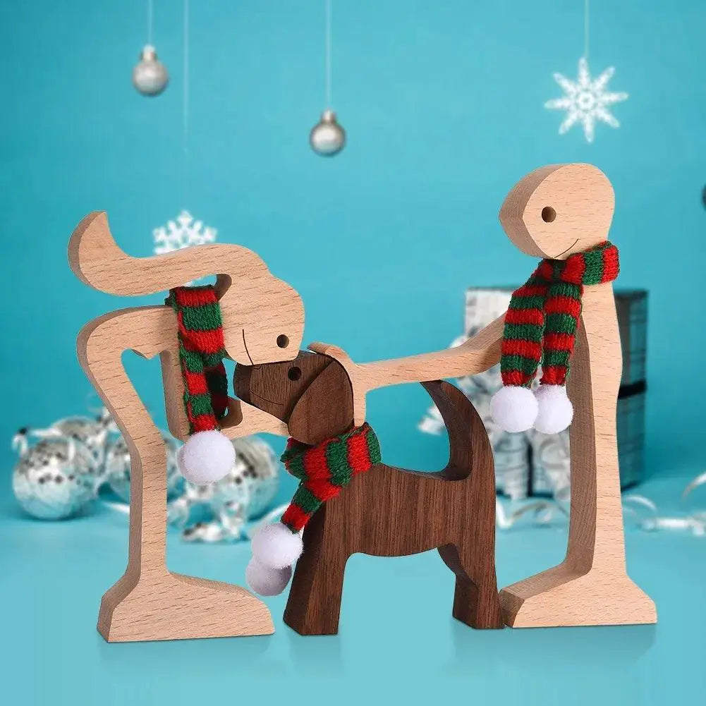 Personalized Hand Carved Dog Family Figurine For Pet Lovers