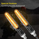 Hot 2 Pack 12V LED Motorcycle Turn Signals IP68 Flowing Water Blinkers Bendable