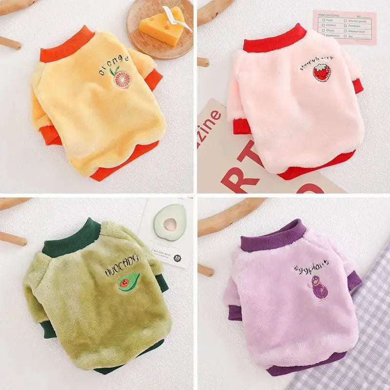 Winter Pet Fleece Coat Fruit Print Jacket For Dogs