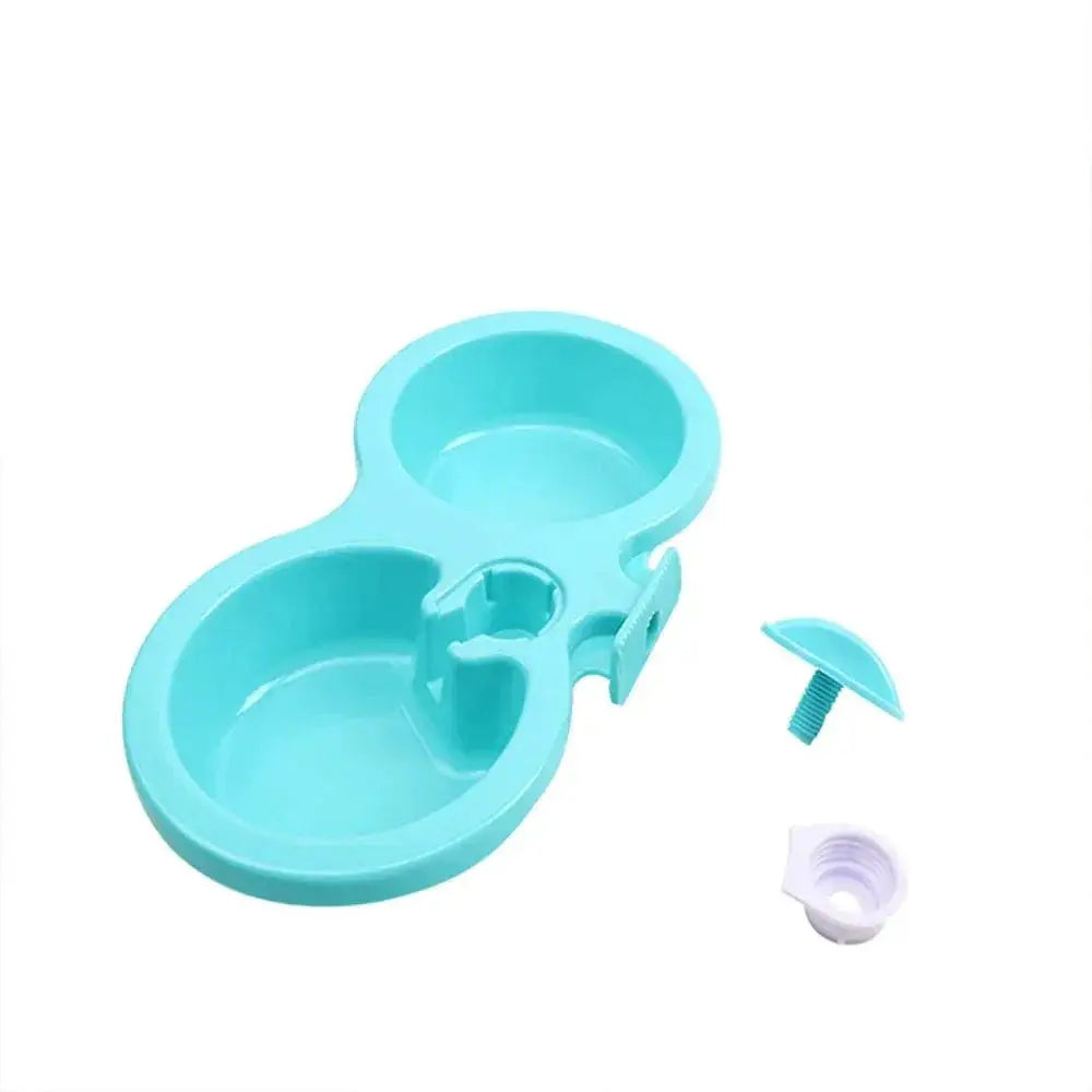 Double Hanging Pet Cage Bowls With Automatic Water Feeder
