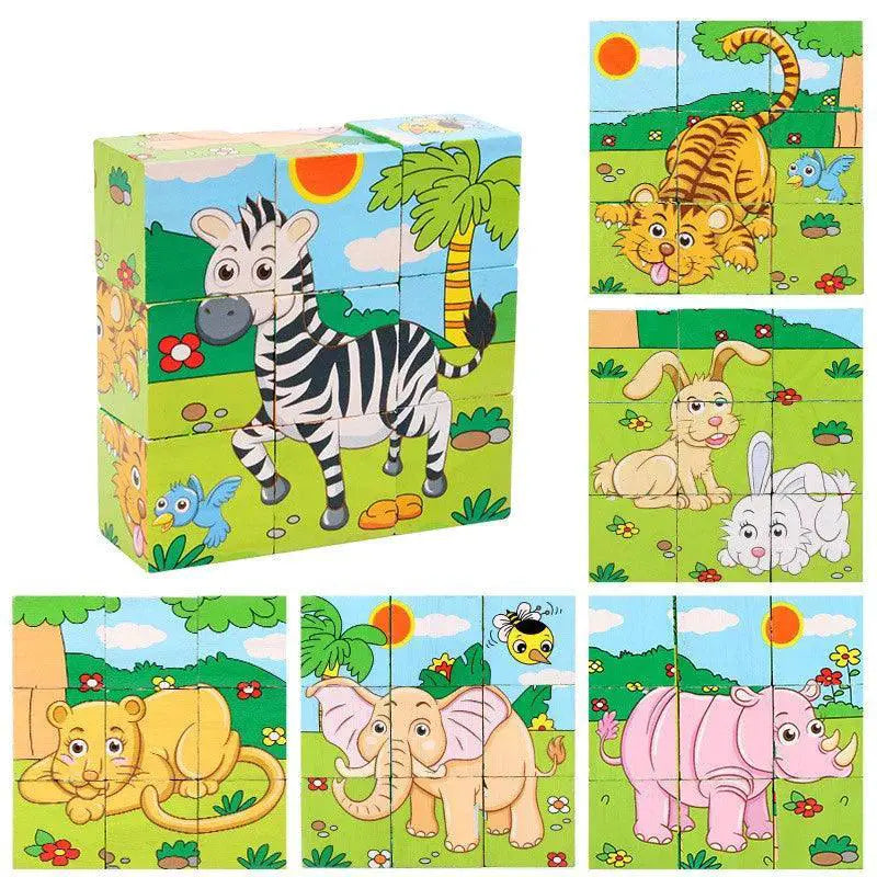 Wooden Blocks Puzzle Game Animal Fruit Traffic Theme Toy